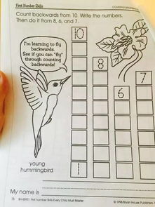 分享一份美国小学的一年级数学家庭作业
